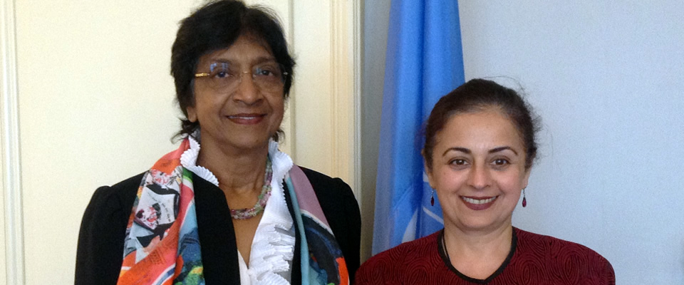 Shazia Rafi with Hon. Navi Pillay, UN High Commissioner for Human Rights, 2014